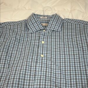 Peter Millar Blue and Brown Plaid Shirt